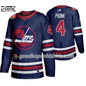 Winnipeg Jets Neal Pionk 4 Adidas 2019 Heritage Classic Navy Authentic Shirt - Kinderen